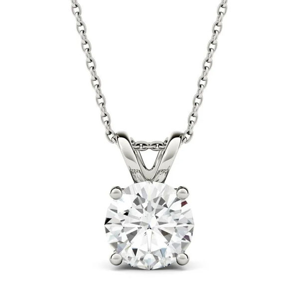 Moissanite by Charles & Colvard 14k Gold 1.90 TGW Round Solitaire Pendant