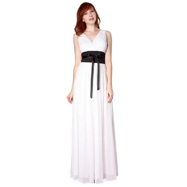 Evanese Women's Chiffon Jersey Satin Tie Long Dress